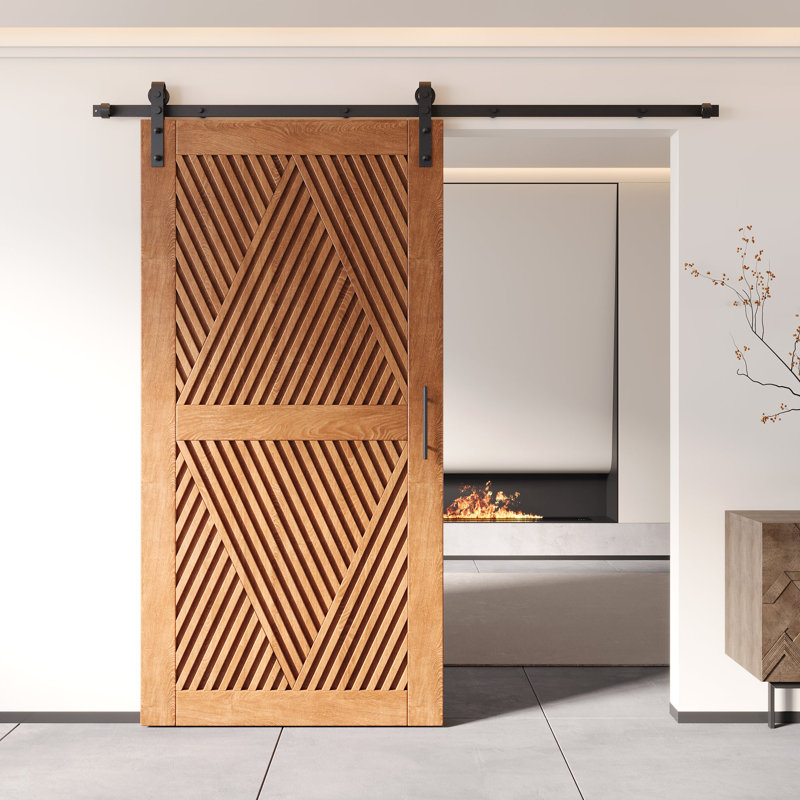 Porte de grange en forme de diamant non assemblée et finie de 26 po x 80 po Homacer Early American, 26" x 80"