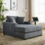 Canapé surdimensionné de 43,5 po de style moderne avec méridienne, avec coussins, station de charge et porte-gobelets, tissu chenille-108813112