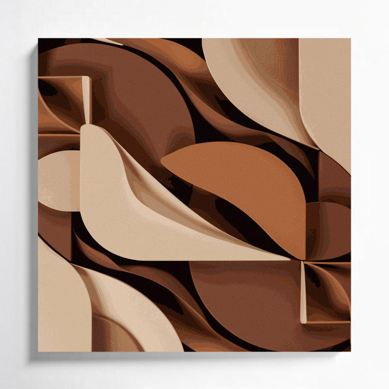 Art abstrait sur toile 10 formes abstraites brunes, H 12 po x l 12 po
