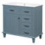Meuble-lavabo autoportant blanc 36 po avec lavabo en céramique 36 po - Armoire en bois massif et en peuplier MDF avec tiroirs rabattables, tablette réglable et poignées en alliage de zinc