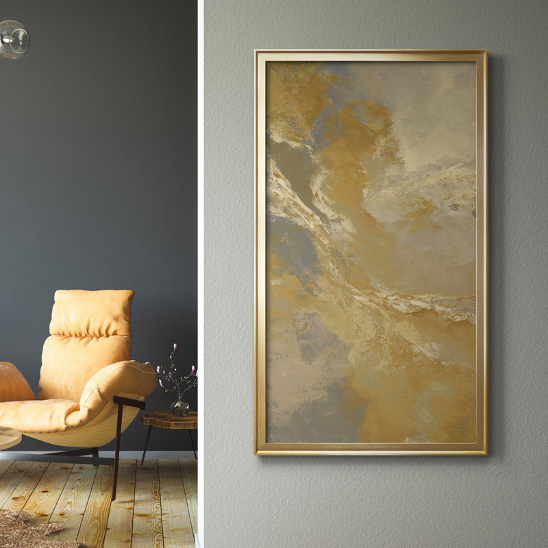 Ruée vers l'or - reproduction d'art, Toile encadrée dorée, H 22,5 po x l 42,5 po x P 1,5 po, Pas de tapis