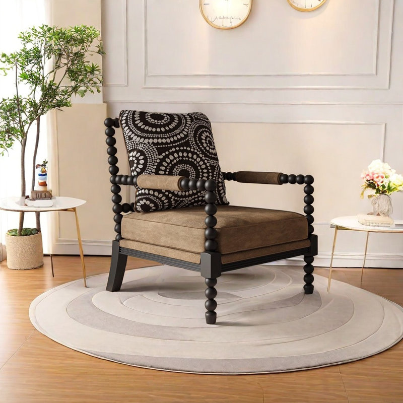 Breathable Fabric Chair with Solid Wood Frame
