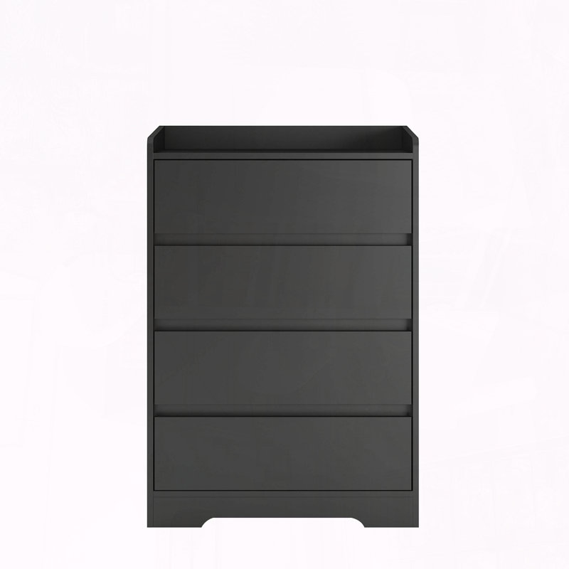 Commode moderne à 4 tiroirs avec sécurité anti-basculement, Noir