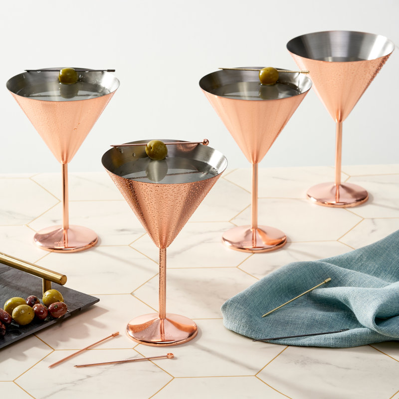 Versa 460ml Stainless Steel Martini Glass Set, Rose Gold
