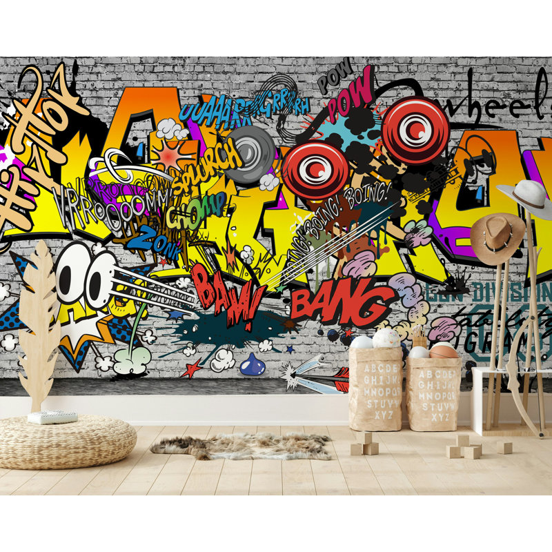 Papier peint brique Graffiti Comic Street Art, L 49,92 po x l 75 po