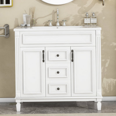 Meuble-lavabo moderne 36 po avec lavabo supérieur