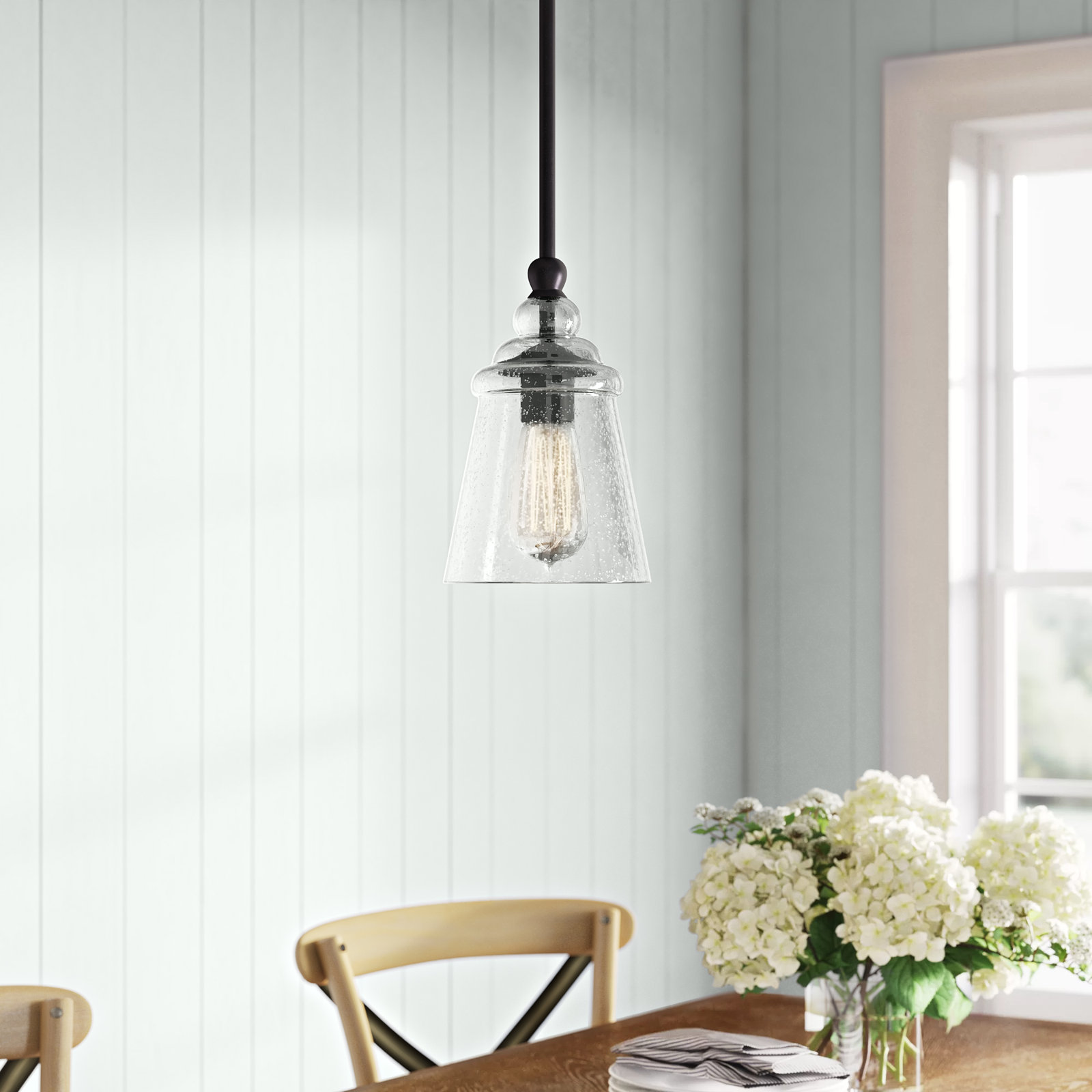Frenchie Single Light Glass Dimmable Pendant
