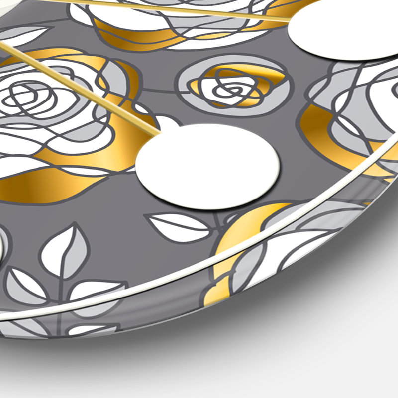 Horloge murale fleurs dorées - Mid-Century, Surdimensionné
