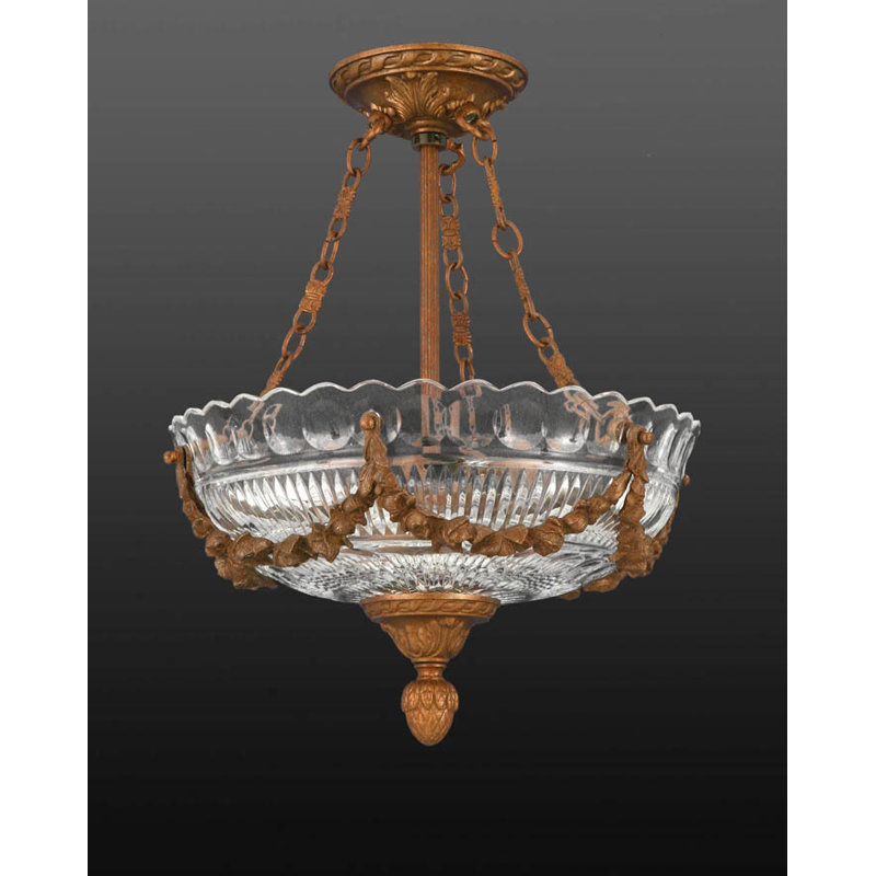Balaton 3 - Light French Gold With Brown Patina Bowl Pendant