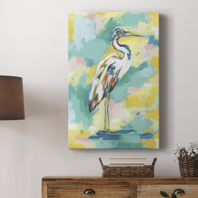 Bright Heron Fresco III - galerie Cavas personnalisée, H 18 po x l 12 po