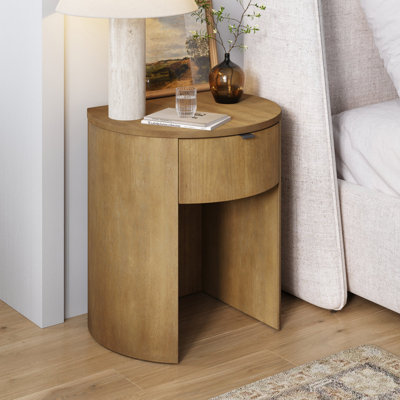 Contemporary Rounded Nightstand With Drawer