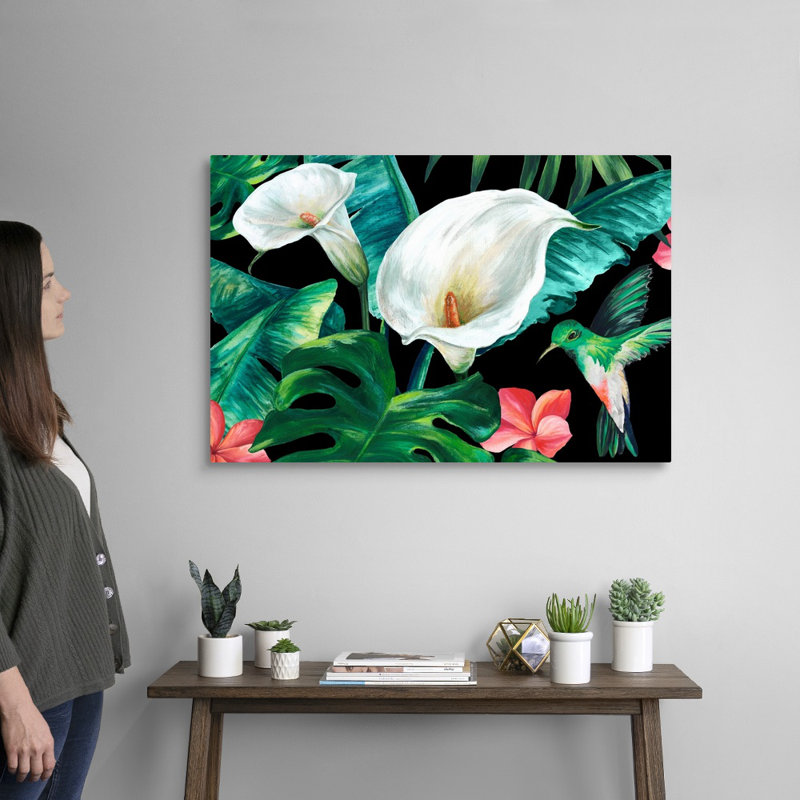 Reproduction d’art sur toile, "Hummingbird Paradise" par Eva watts, Toile tendue, H 24 po x l 36 po x P 1,25 po