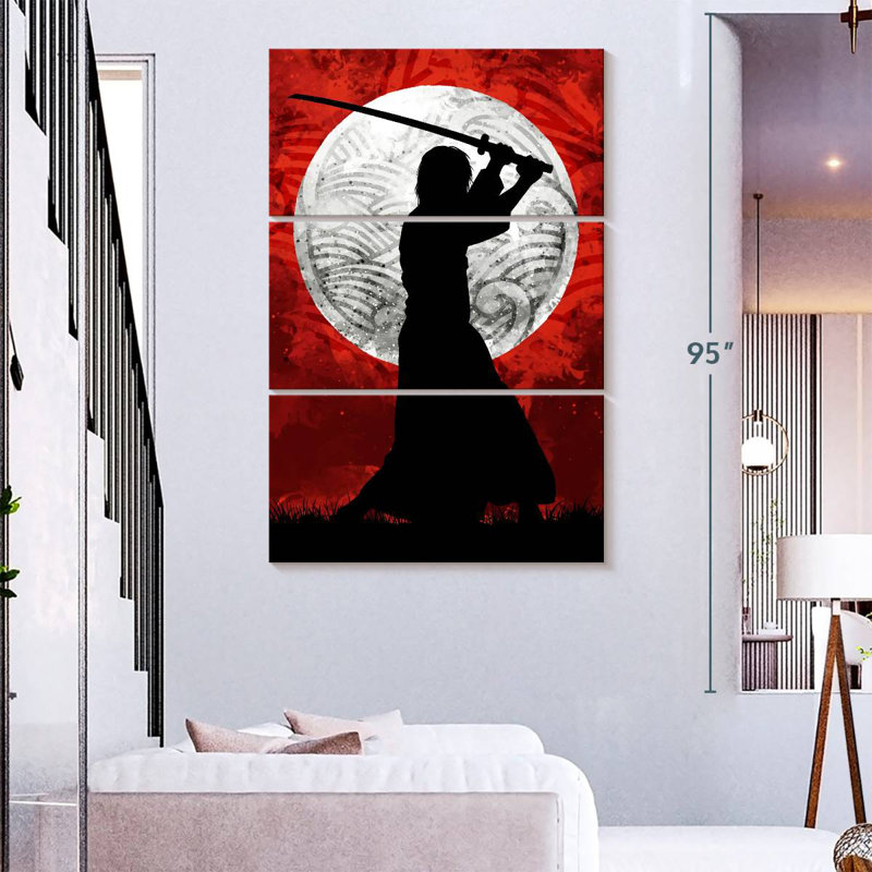 Leisha Samurai Moon Red, 74" H x 48" W