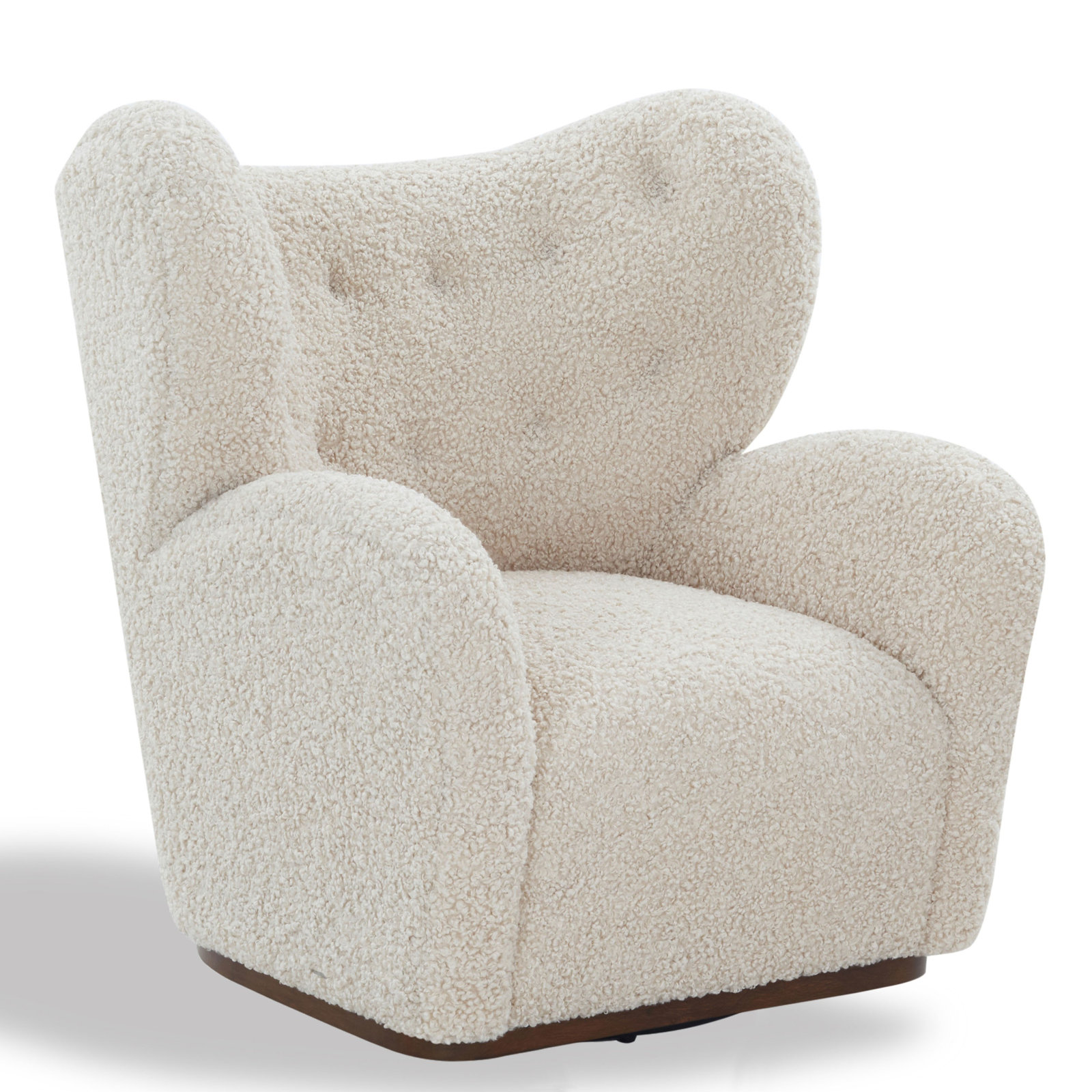 Galloway Teddy Swivel Chair, Off White Faux Shearling