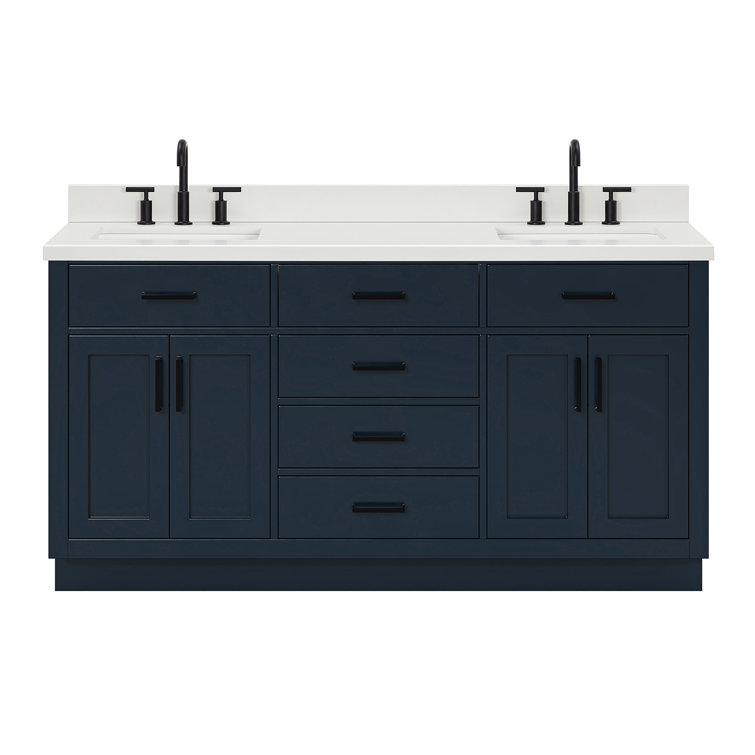 Tidworth 66'' Solid Wood Double Bathroom Vanity, Rectangular Sinks