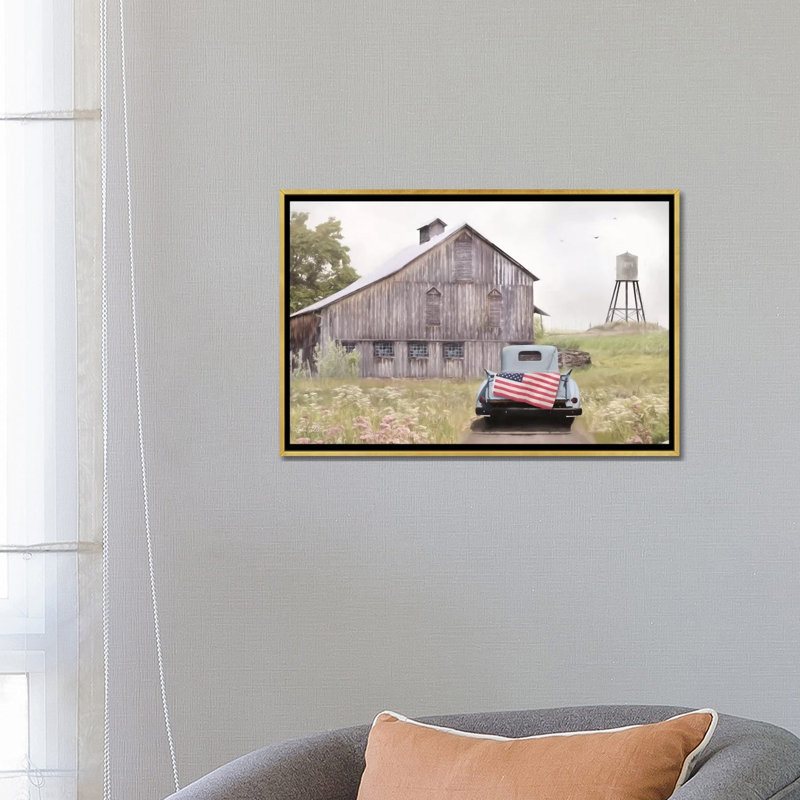"Flag on tailgate" par Lori Deiter-impression d’art graphique, Pas de tapis, H 18 po x l 26 po x P 1,5 po