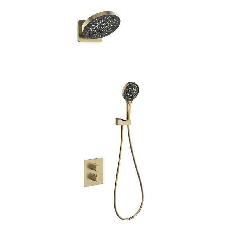 DAX Capri Brass Shower System with Hand Shower, Gold