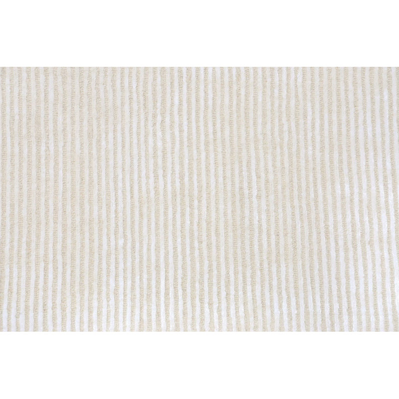 Tapis de couloir gris clair en laine / coton touffeté à la main à rayures 2 pi 6 po x 8 pi