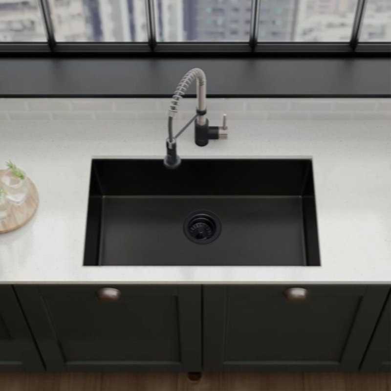 32X19 Inch  Undermount Kitchen Sink 16 Gauge Stainless Steel Single Bowl Kitchen Sink Gunmetal Black