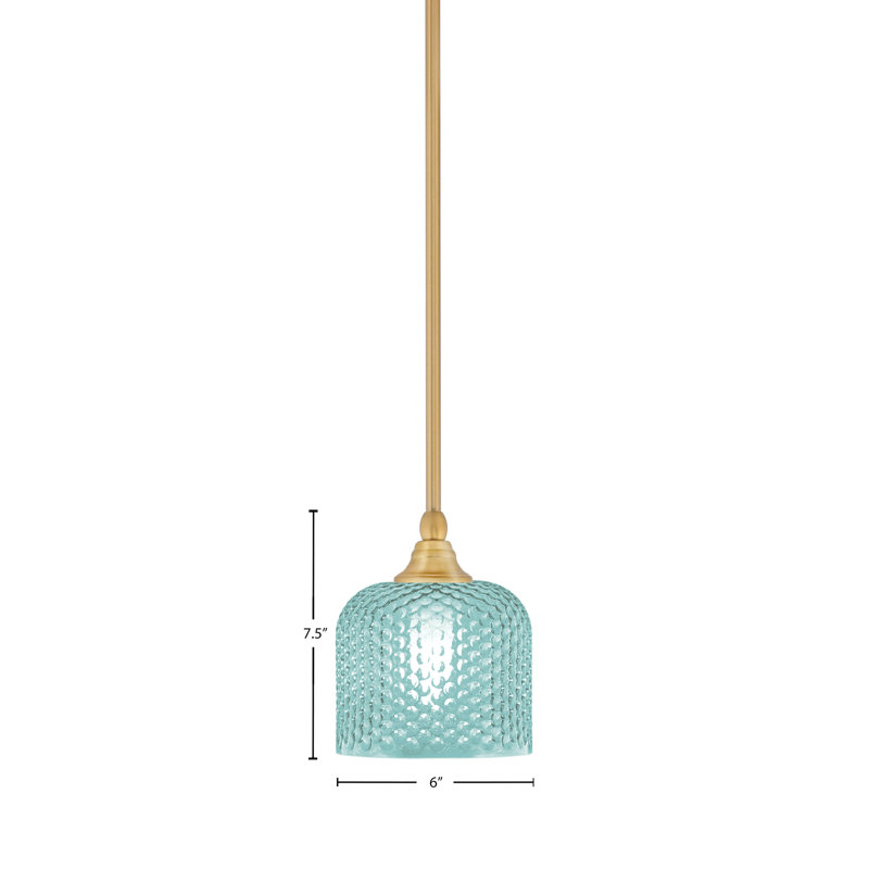 Stem 1 - Light Brass Shaded Pendant, Turquoise