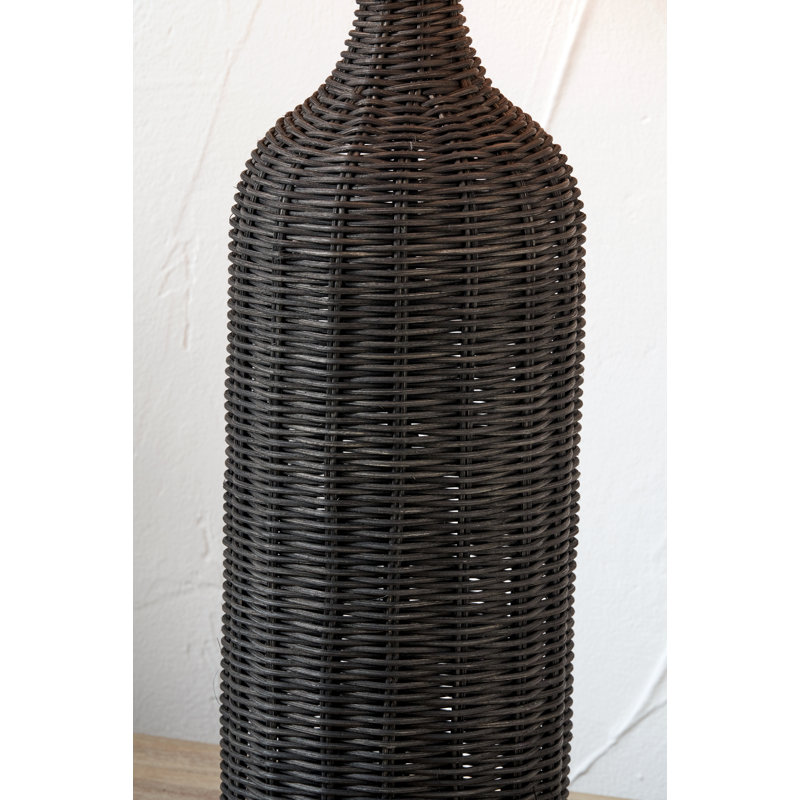 Anika Rattan Table Lamp, Black/White