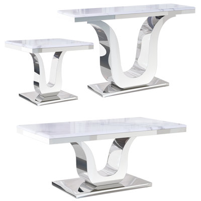 Ensemble de 3 tables de salon blanches de 3 pièces