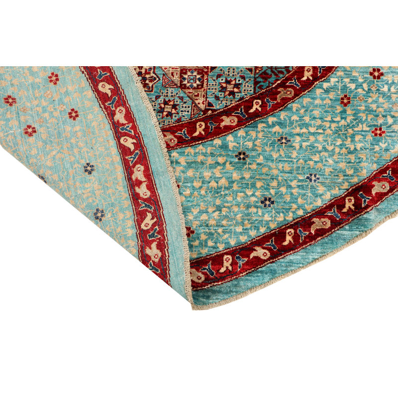 Aryana Wool Oriental Area Rug in Light Blue