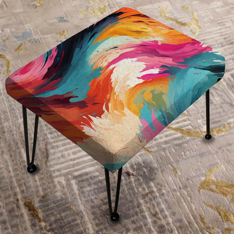 Symphonie colorée et colorée Ikat Symphony - Repose-pieds rectangulaire abstrait