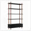 Bibliothèque avec bibliothèque et bibliothèque en bois de 74,4 pouces de hauteur, étagères et tiroirs de rangement noirs à 5 niveaux, tablettes modernes autoportantes en placage de bois massif, salon, salle d'étude, cuisine