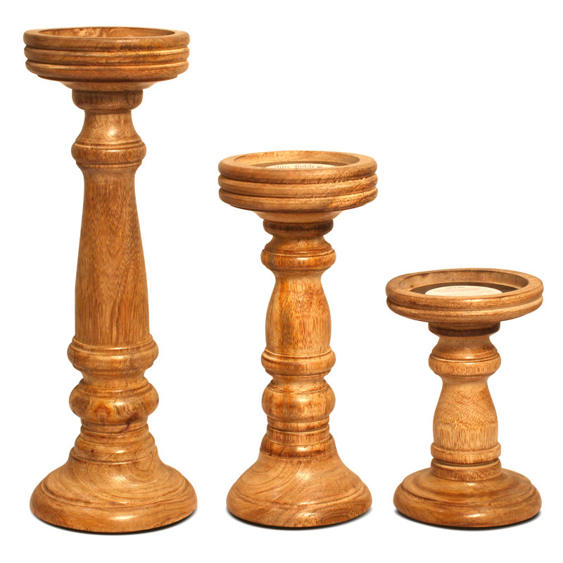 12'' H Wood Tabletop Pillar, Light Brown