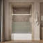 Elate Sliding Bath Door, 56-3/4-In H X 56-1/4 - 59-5/8-In W With Heavy 5/16-In Thick Crystal Clear Glass With Privacy Band-213490205