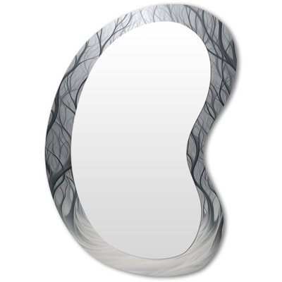 Lonely Wander In Spooky Winter Woods - Forest Asymmetrical Unique Wall Mirror, Traditional Irregular Shape Mirror, Printed Metal Art
