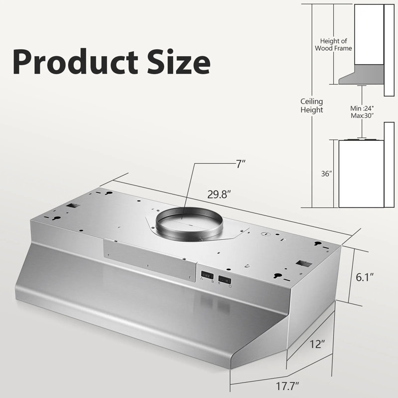 30 inches Under-Cabinet Range Hood Stainless Steel