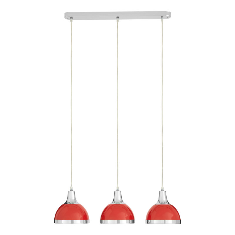 Kaylynn 3 - Light Chrome Kitchen Island Pendant, Red