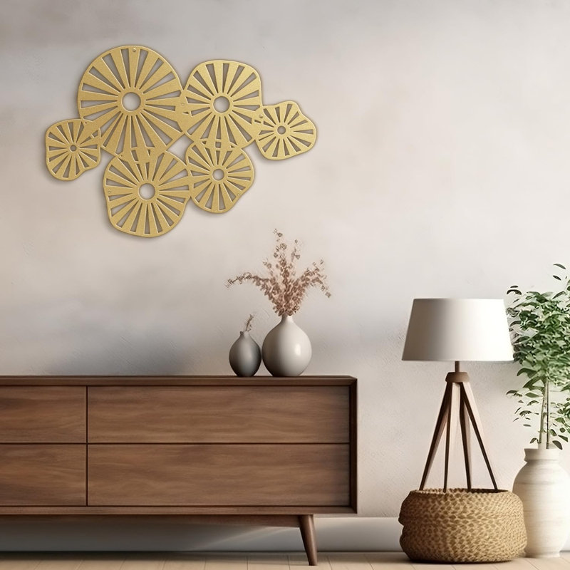 Décoration murale en métal, Or, H 15 po x l 30 po x P 0,05 po