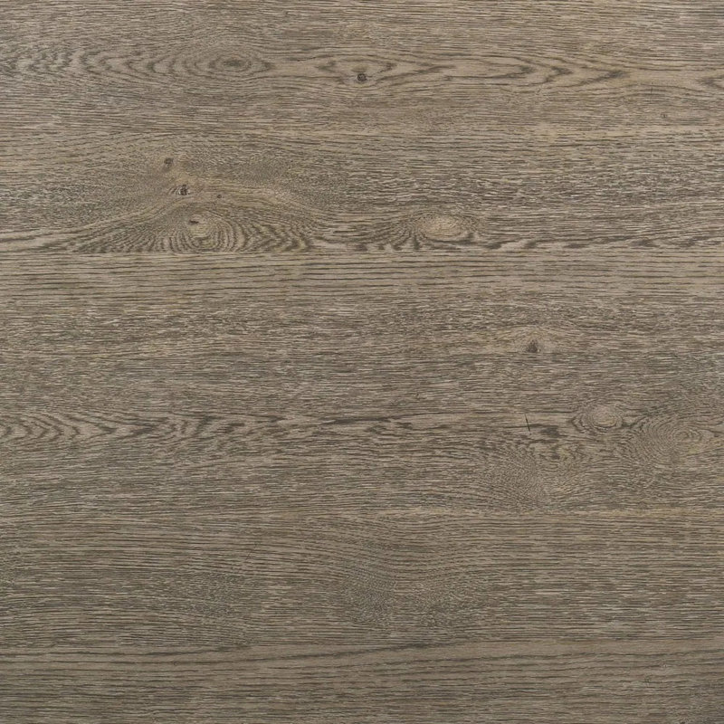 Table de salle à manger à hauteur de comptoir rustique, finition blanc antique / brun cendré, bois massif, placage de chêne noueux, siège pour 4 personnes, base à piédestal avec support