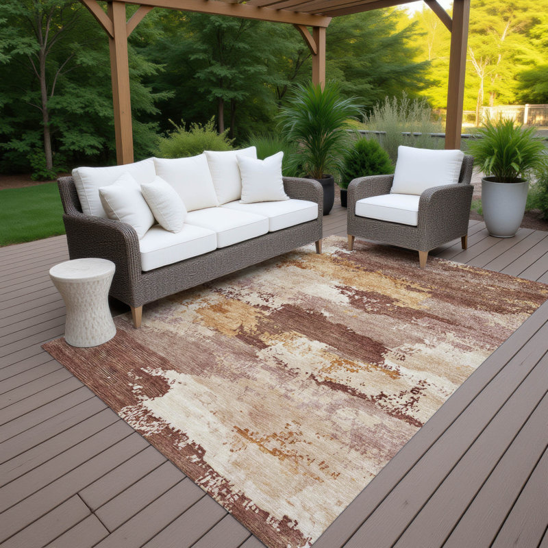 Machine Washable Indoor/Outdoor Karr ACN2372 Abstract Rug, Rectangle 9' x 12'