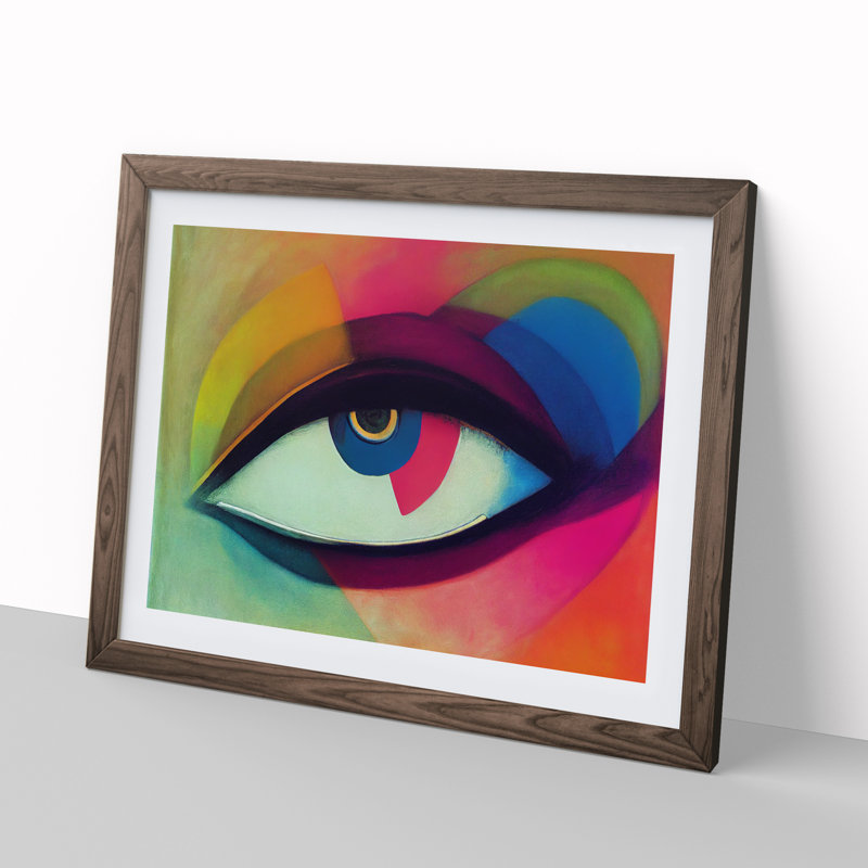 Human Eye Abstract - Single Picture Frame Painting, 46cm H x 64cm W x 2cm D, Walnut