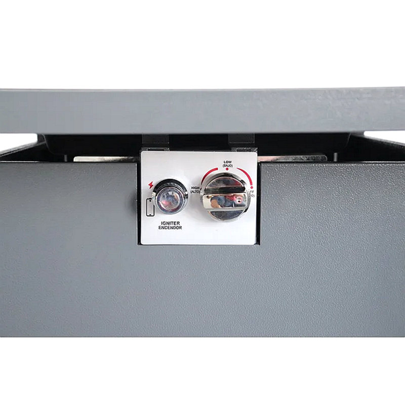 30" Powder-Coated Metal Fire Pit With Smoked Glass Top, Gray