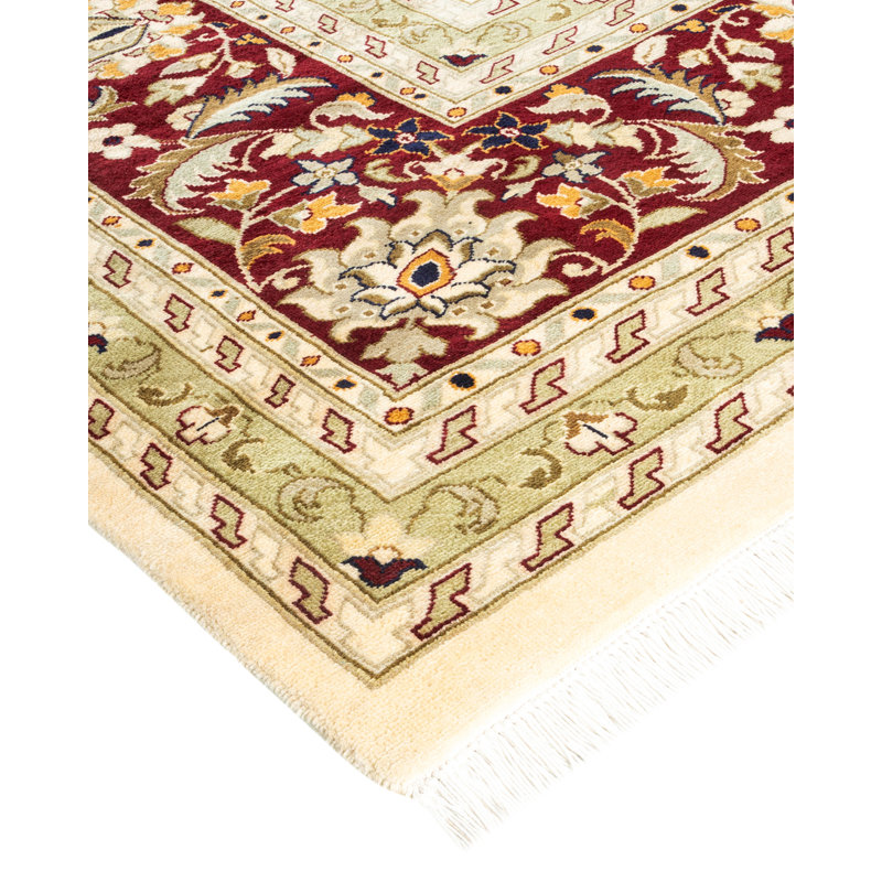 One-of-a-Kind Hayner Hand-Knotted 1990s 12' x 15'5" Wool Area Rug in Ivory/Red/Green/Blue