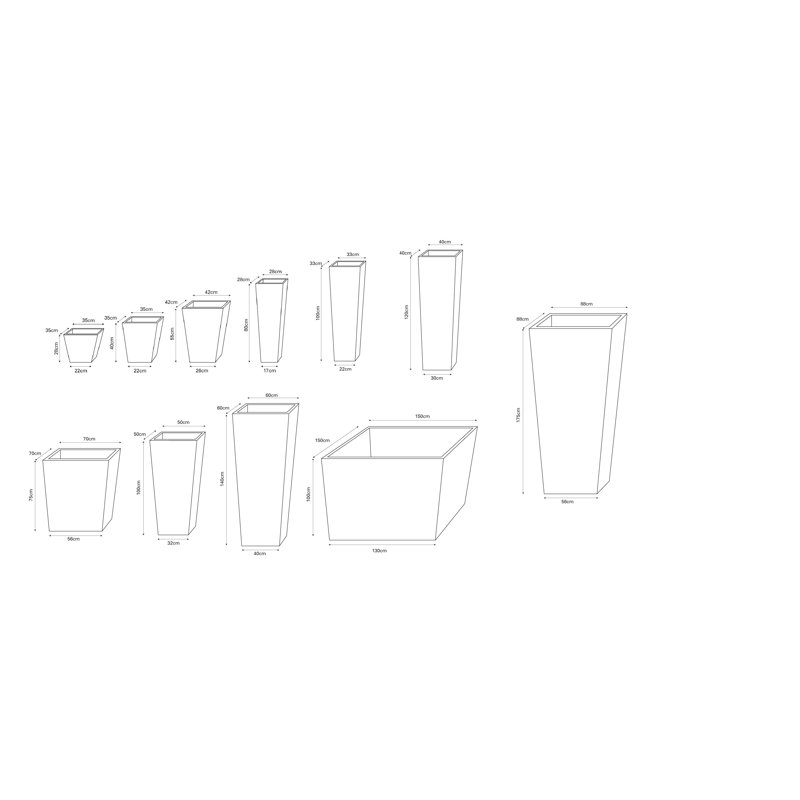 Vrtanes Geo Fiberglass Cachepot, 120cm H x 40cm W x 40cm D, Faux Lead