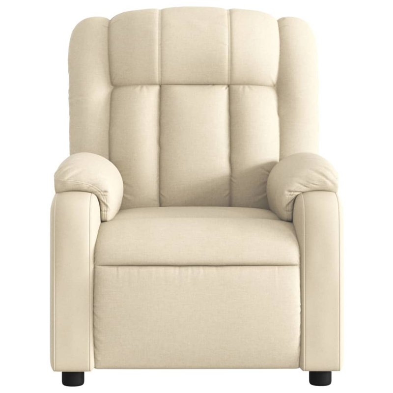 vidaXL Massage Recliner Chair, Adjustable, Cream Polyester, Manual