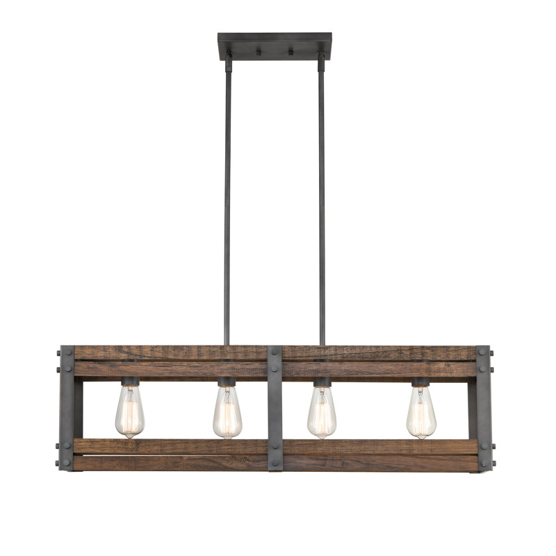 Luminaire suspendu rectangulaire 4 lumières pour îlot de cuisine Darya, Ampoule non incluse