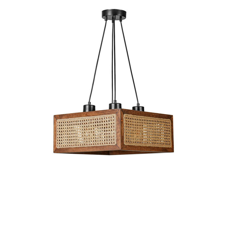Chandle Chandelier, Walnut/Rattan