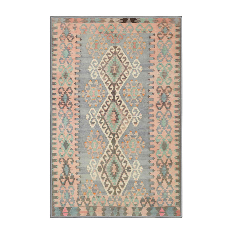 Tapis de zone gris foncé contemporain, Rectangle 5 pi x 7 pi