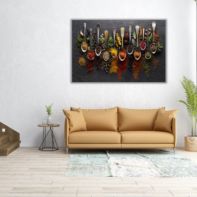 Décoration murale cuisine culinaire | Décoration de cuisine herbes et épices, art de restaurant, H 24 po x l 36 po