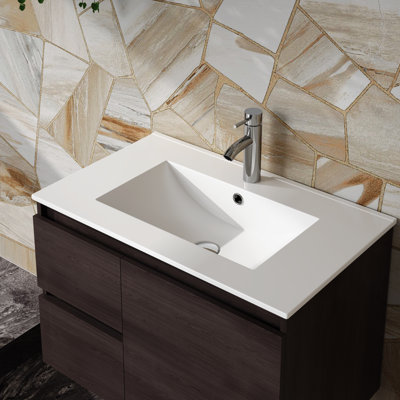 24" Ceramic Drop-In Wash Sink For Bathroom Cabinets, White | Gift Idea