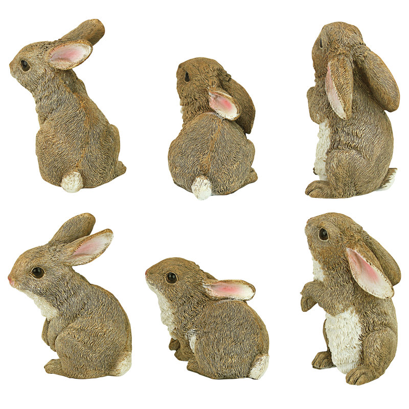 Ensemble de 6 statues de jardin en forme de lapin