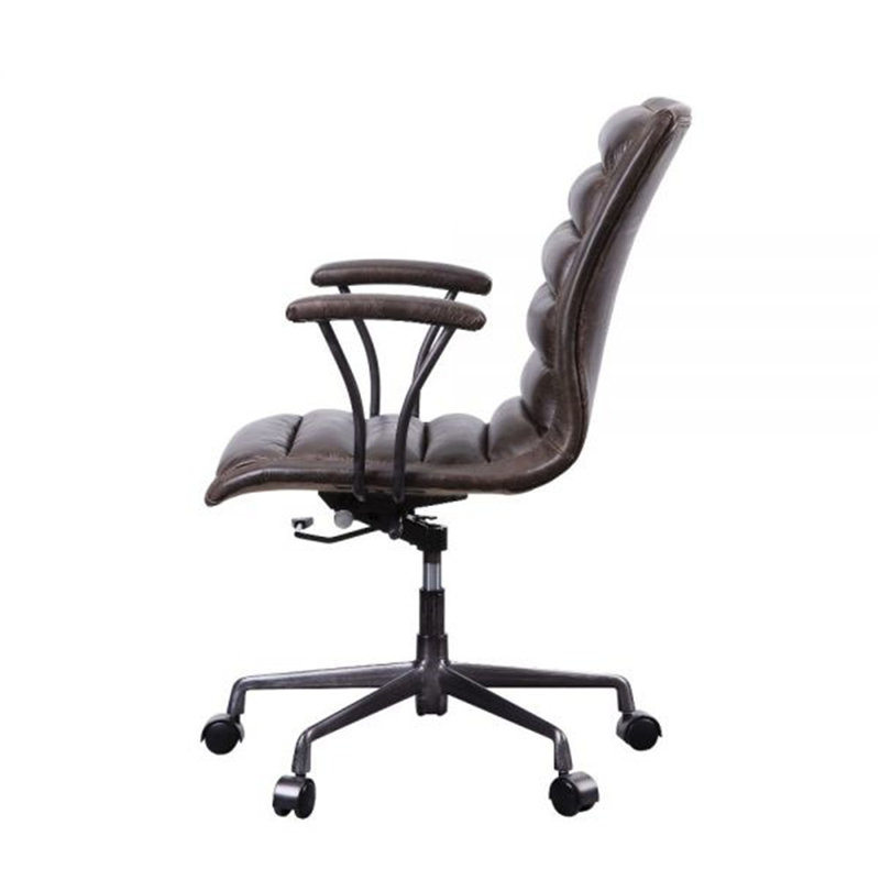 Distressed Brown Leather Executive Swivel Office Chair