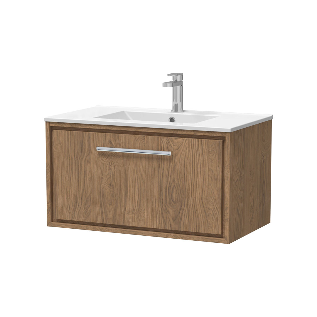 Hudson Reed Lille 800mm Single Drawer Vanity with Basin - Antique Oak - 1 Tap Hole - Image 2